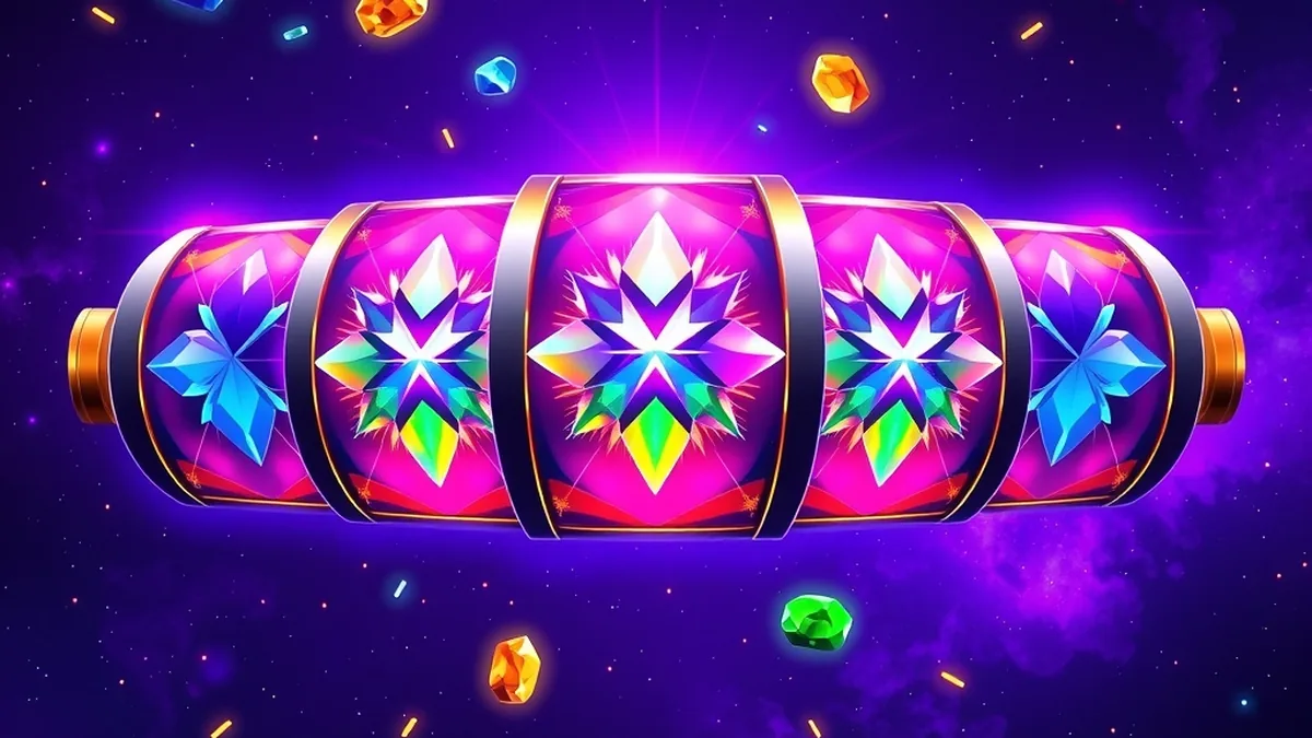 Starburst slot expanding wilds among glowing gems in space